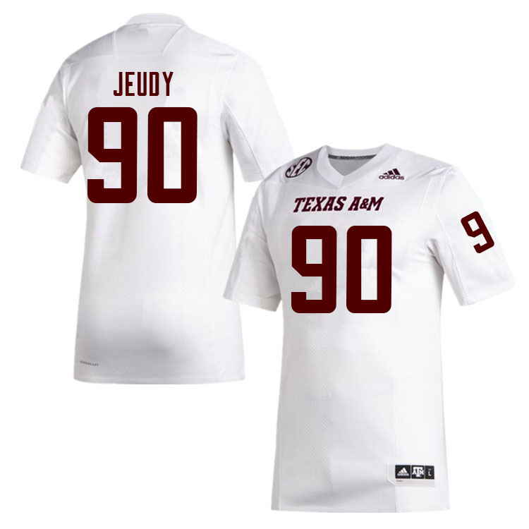 Men #90 Elijah Jeudy Texas A&M Aggies College Football Jerseys Sale-White - Click Image to Close
